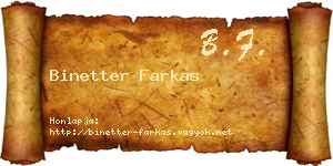 Binetter Farkas névjegykártya